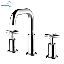 Aquacubic Contemporary UPC WRAS Double Handle Bathroom Basin Faucet